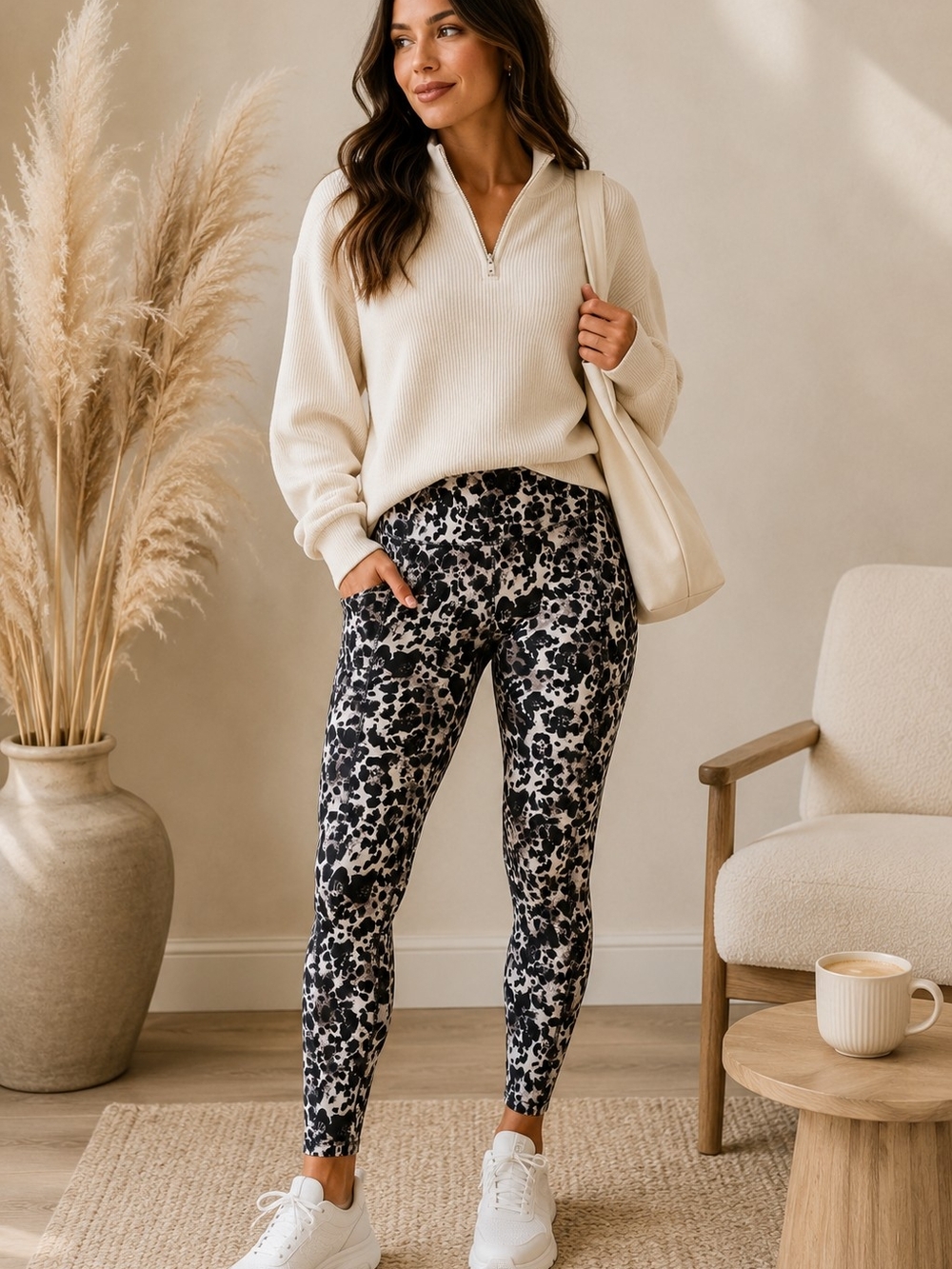 Boutique Leopard Print High Waist Pocket Stretch High-Rise Leggings